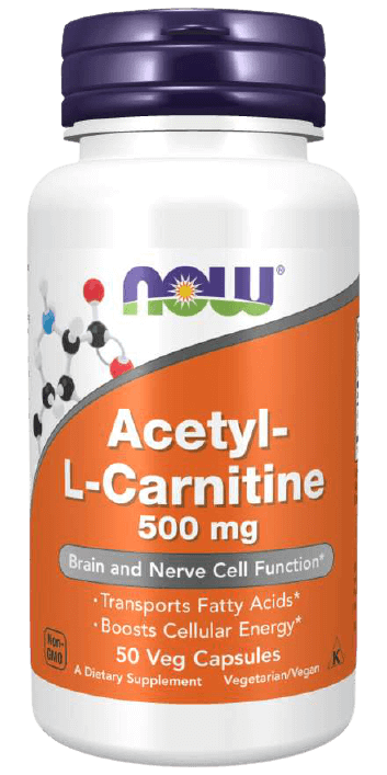 NOW Foods Acetyl-L Carnitine — 500 mg – 50 Vcaps – Happy Steppy