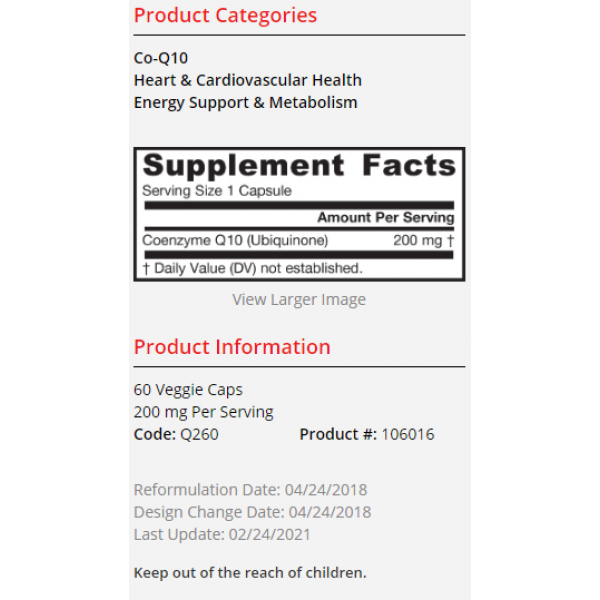 Jarrow Coq10 200mg 60veg Capsules Happy Steppy