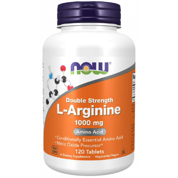 NOW L-Arginine, Double Strength 1000mg 120Tablets – Happy Steppy