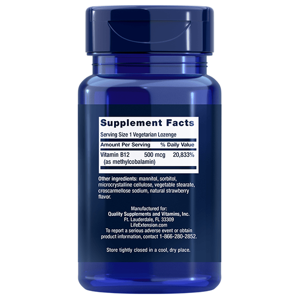 Life Extension Vitamin B12 1 mg 60 Lozenges Happy Steppy