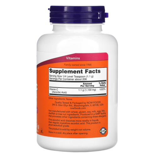 NOW Foods, Vitamin C Crystals 8 oz facts