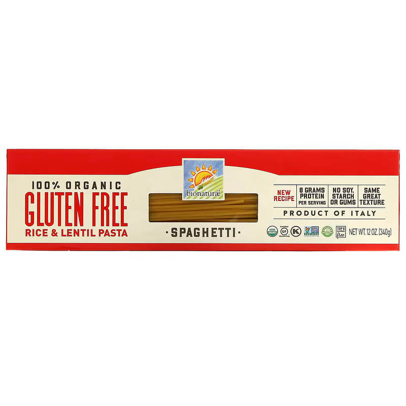 Bionaturae Organic Gluten Free Rice Lentil Pasta Spaghetti 12 oz 340g