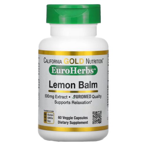 California Gold Nutrition, Lemon Balm Extract, European Quality, 500 mg, 60 Veggie Capsules