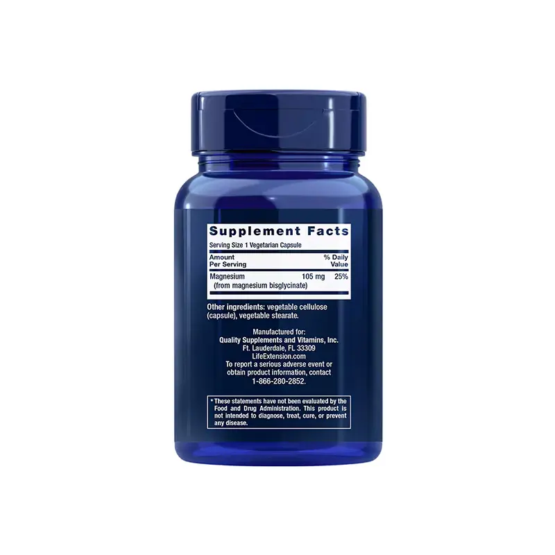 Life Extension Magnesium Glycinate Back SIde copy