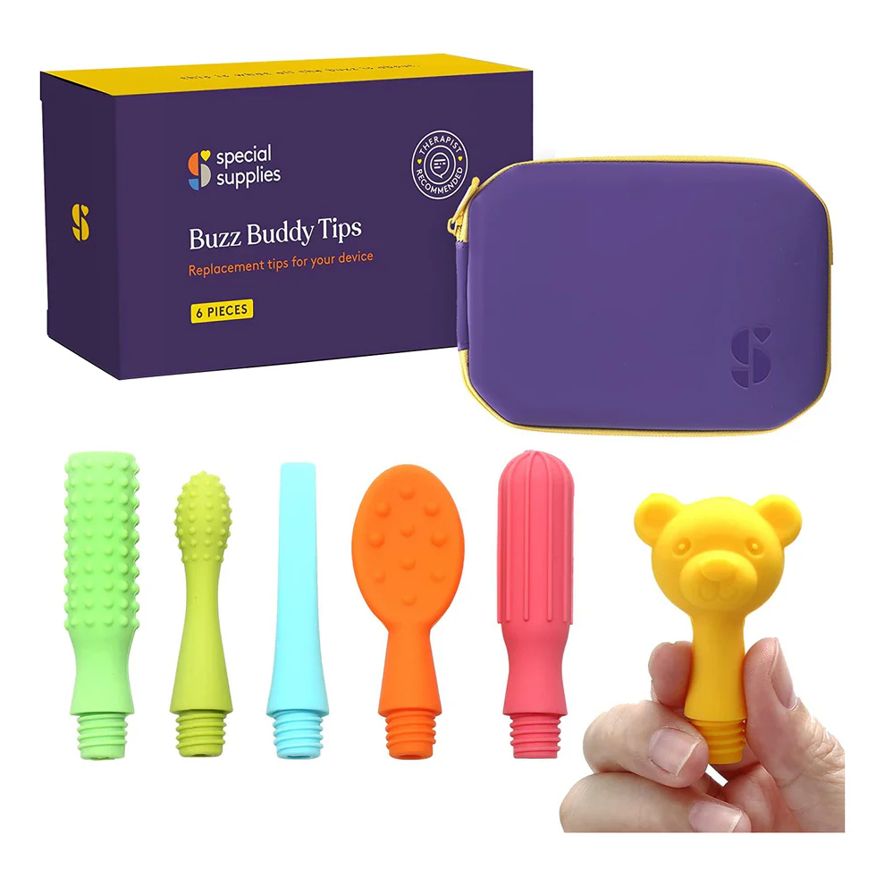 6 Replacement Tips for Buzz Buddy™, with Travel Zipper Case
